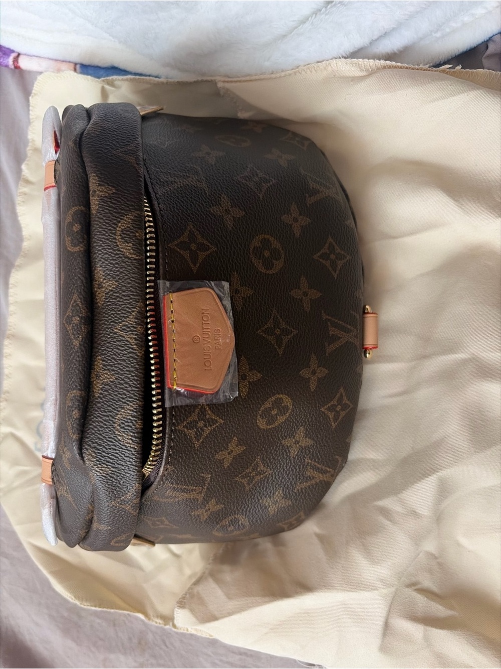 Unisex  Brown Monogram Sling Bag